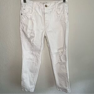 🔥 ZARA 🔥 TRAFALUC distressed white straight ankle jeans 🔥 premium wash 🔥SZ 2